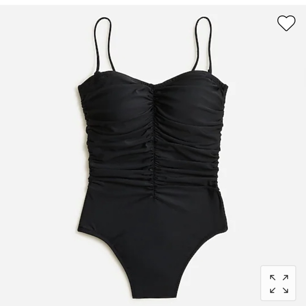 J. Crew Ruched Sweetheart One-piece Black Swimsuit Sz 12 NWT